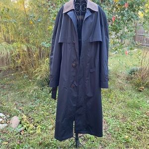 Chaps Ralph Lauren Long Trench Removable Liner Button Up Black Rain Coat